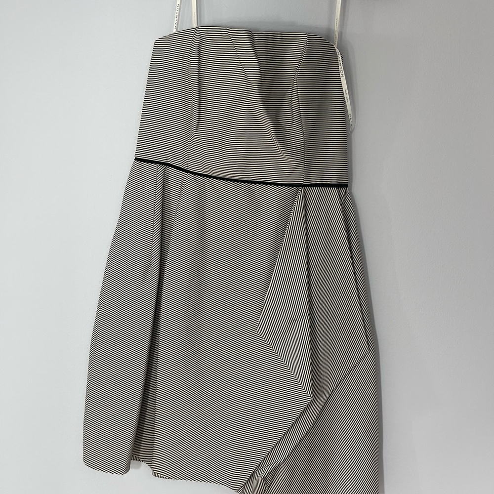 Strapless striped Halston dress